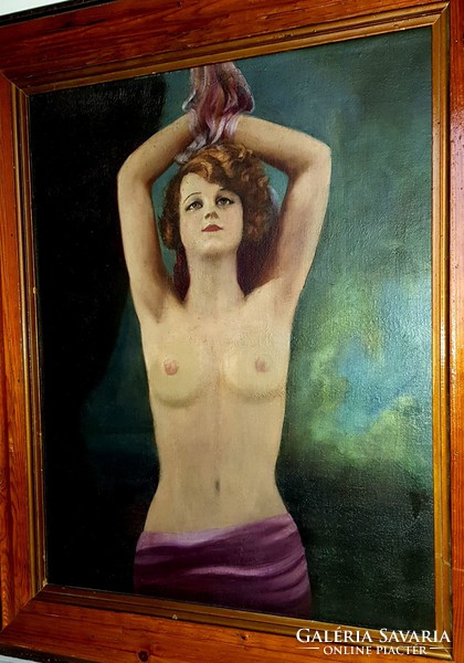 Antique female nude oil painting
