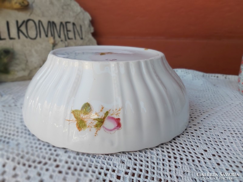 Gyönyörű mintával virágos pogácsás porcelán tál paraszti dekoráció Gyűjtői darab falra is akasztható