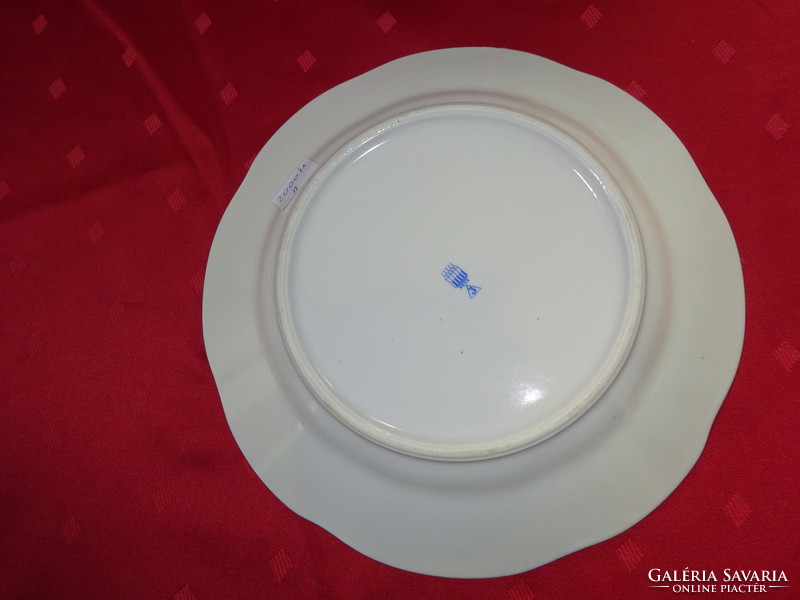 Zsolnay porcelain flat plate with yellow border, diameter 23.5 cm.