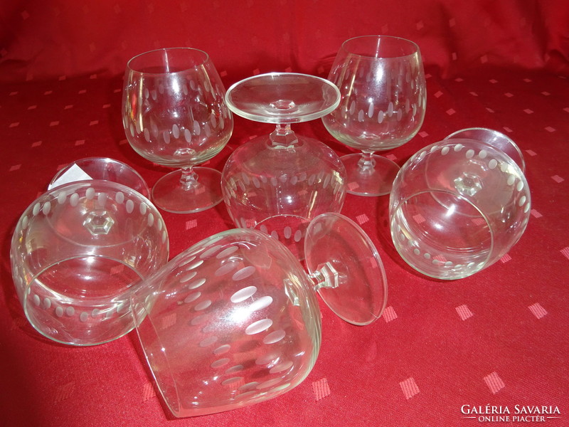 Polished cognac glass, with solid polishing, height 11 cm. 6 pieces for sale together. He has!