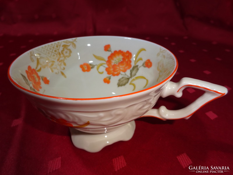 Bavaria German porcelain, antique teacup with orange flower. He has!