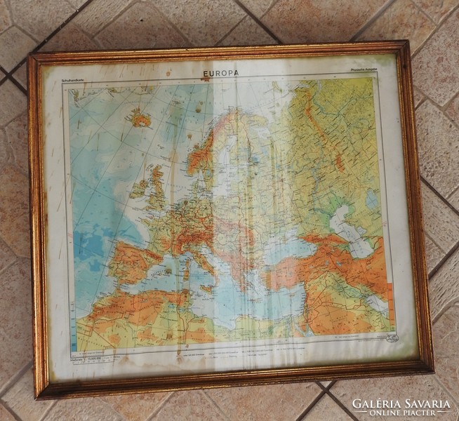 Old gilded wooden frame - Europe map