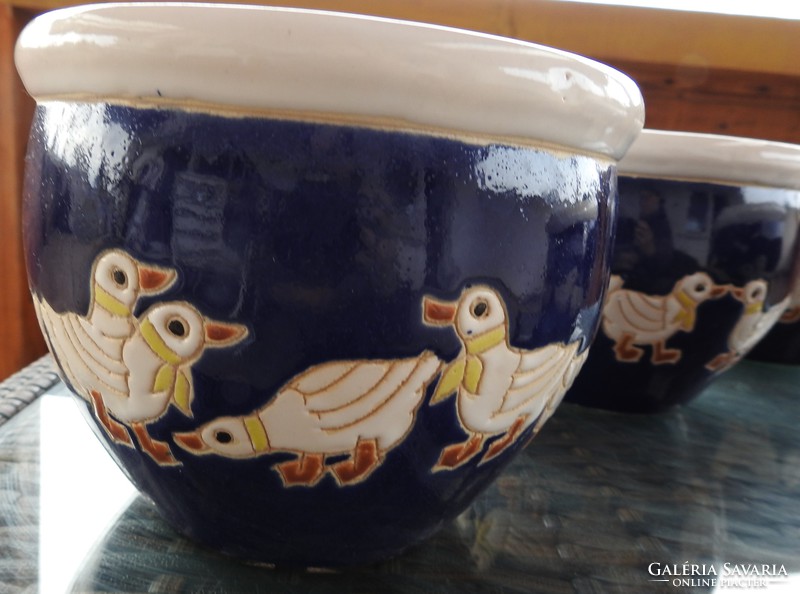 Cobalt blue luster pot with luster glaze