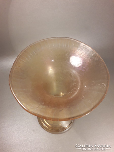 Eisch marked in a large glass vase iridescent in elegant gold colors