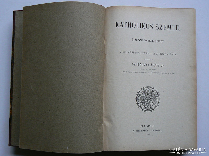 KATHOLIKUS SZEMLE, DR: MIHÁLYFI ÁKOS 1900, (RITKASÁG) KÖNYV JÓ ÁLLAPOTBAN