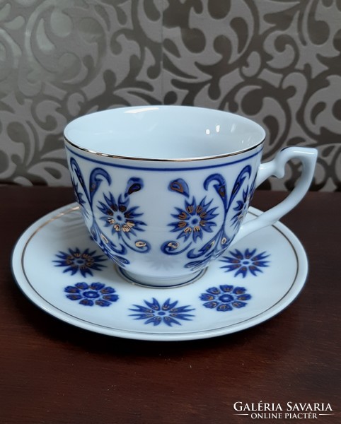4186 - Nagyon szép kék - arany mintás porcelán teáscsésze aljjal ( orosz)