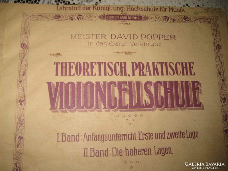 Zenei könyv . D: Popper  Teoretisch , Praktische  , Violincellschule  magyar- német zenei könyv