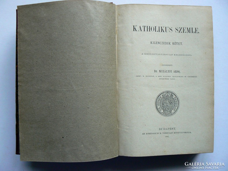 KATHOLIKUS SZEMLE, DR. MIHÁLYFI ÁKOS 1895, (RITKASÁG) KÖNYV JÓ ÁLLAPOTBAN