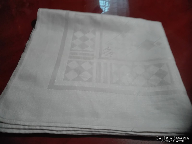 Antique, silk damask, monogrammed napkin, 63 x 60 cm