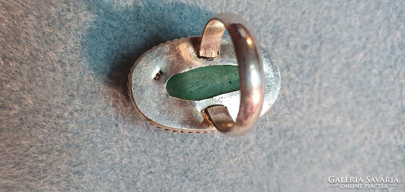 Különleges ezüst gyűrű  achát druzzy drágakővel   -új
