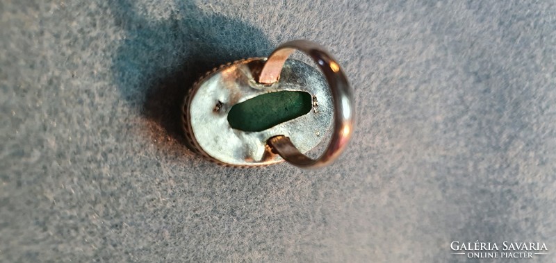 Különleges ezüst gyűrű  achát druzzy drágakővel   -új
