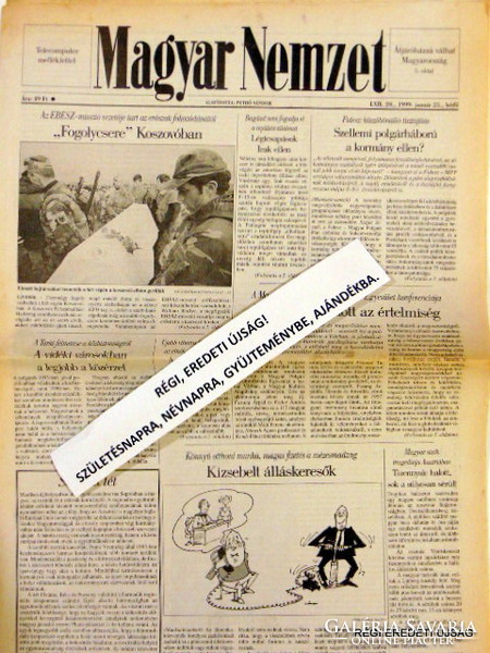 1999 január 29  /  Magyar Nemzet  /  SZÜLETÉSNAPRA RÉGI EREDETI ÚJSÁG Ssz.:  7121