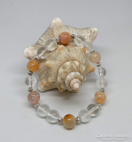 Orange dragon vein agate bracelet, 10 mm beads