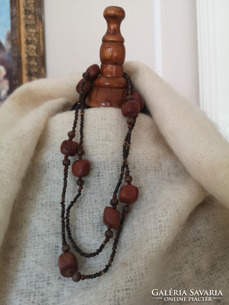 Polished wood, handcrafted long necklace