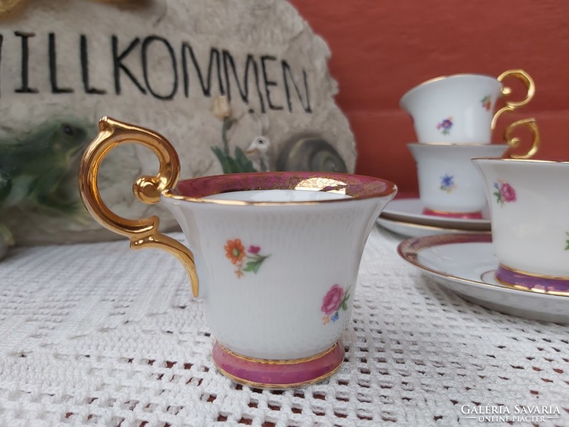 Gyönyörű Martinroda virágos  6 db PM Made in Germany kávéscsésze szettek Gyönyörű Gyűjtői szépségek