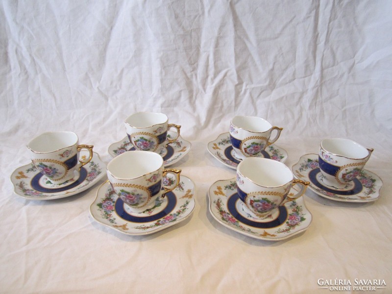 Japanese gilded painted porcelain coffee set cup and saucer mgh design 6 pcs