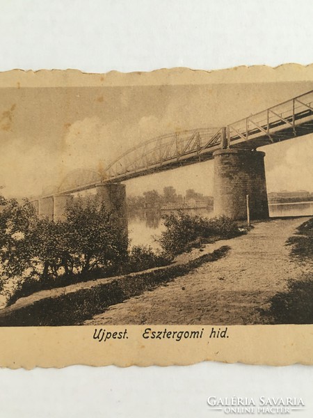 Antik, vintage, régi postatiszta képeslap Újpest, Esztergomi híd 1919.