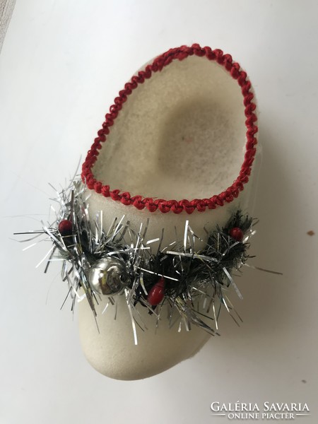 Antik karácsonyfadísz, karácsonyi cipő cukortartó