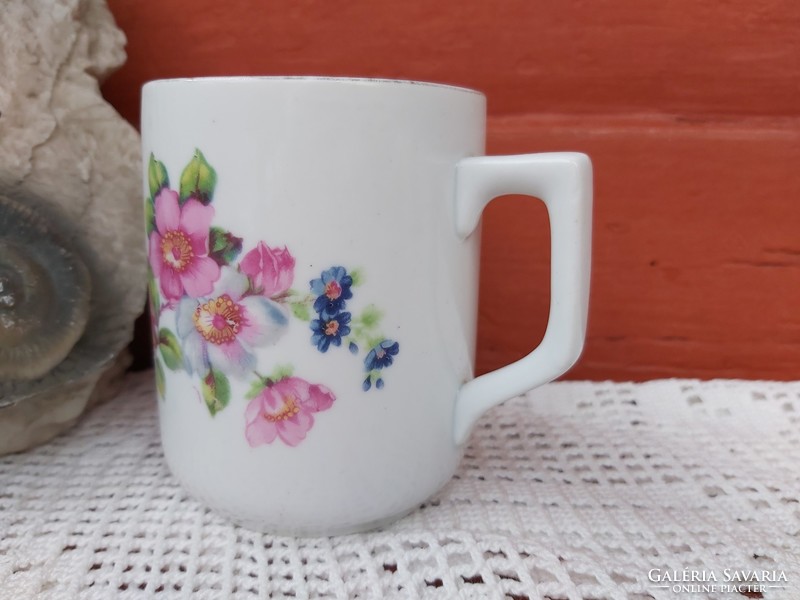 Rare Zsolnay porcelain floral mug, nostalgia piece, peasant village decoration, collector's beauty