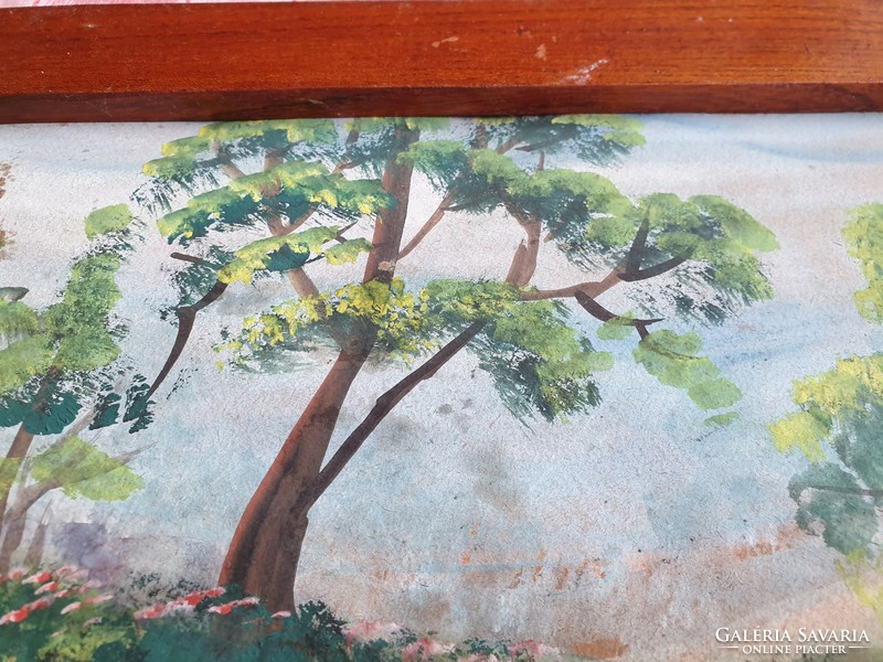 Festmény fa keretben eladó !Hattyúkkal játszó lány