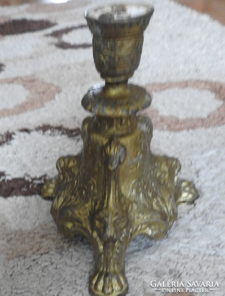 Antique gilded baroque lion-footed spiater candle holder