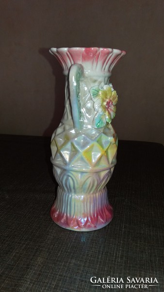 Díszes virágos porcelán váza  20cm.