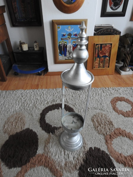 Antique aluminum church candle holder with lid