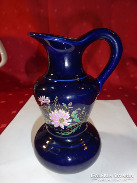 Kobalt kék alapon, gyönyörű virággal díszített német porcelán kancsó. Vanneki!