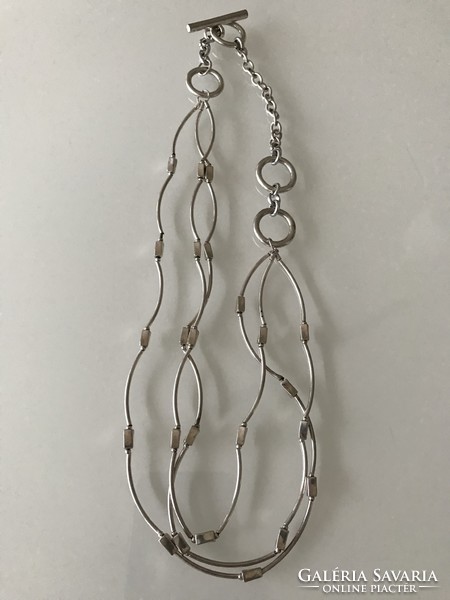 Háromsoros modern nyaklánc, nyakék, 46 cm