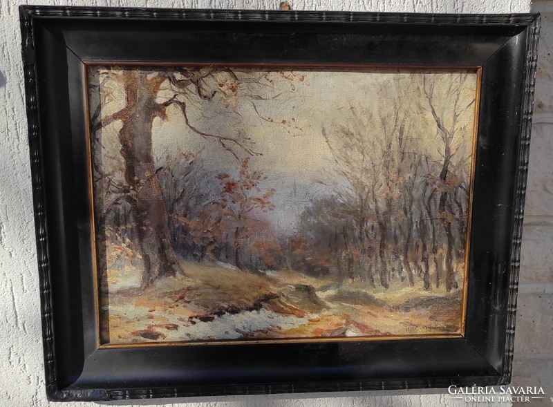 Beautiful painting landscape, antique juried beautiful colors! Sándor Pölöskey, auction gallery quality