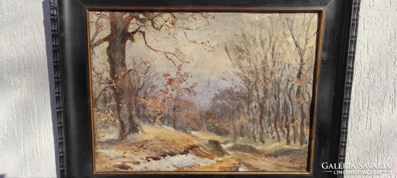 Beautiful painting landscape, antique juried beautiful colors! Sándor Pölöskey, auction gallery quality