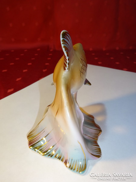 Raven house porcelain, hand-painted fish, height 9.5 cm. Keszthely monument. He has!