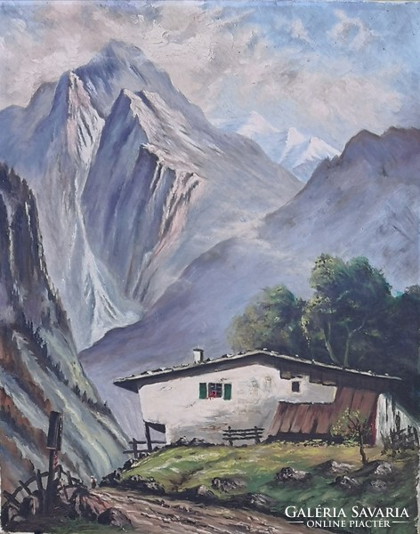 Ismeretlen festő – Alpok című hangulatos festménye – 27.