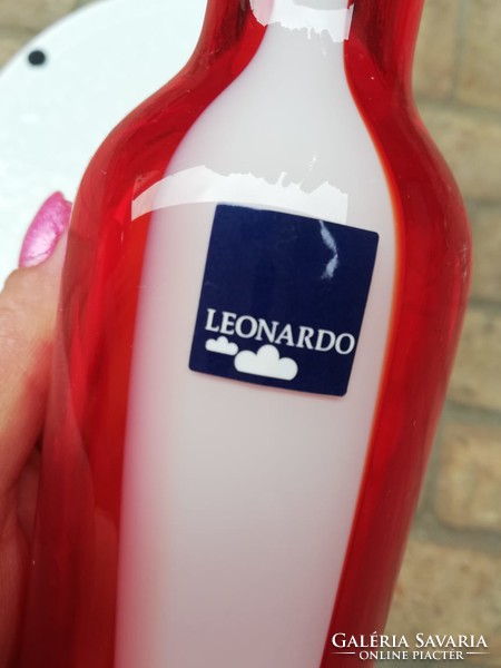 Leonardo ritka piros-fehér üveg   palackváza