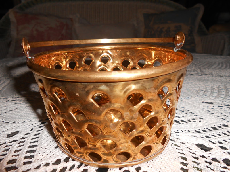 Copper flower basket.