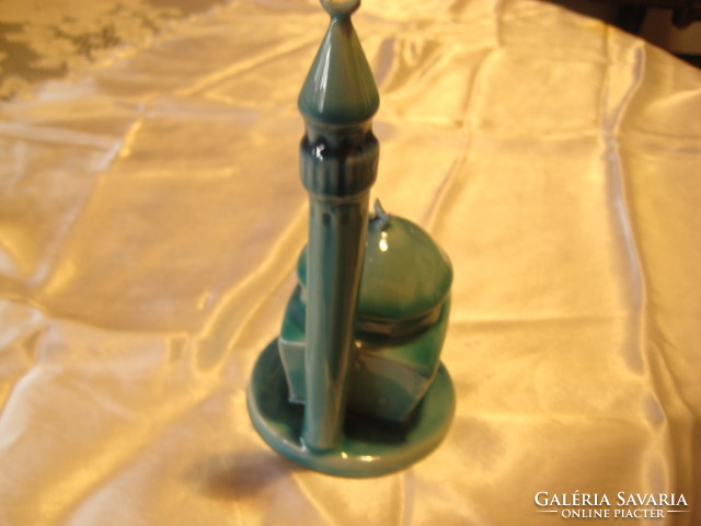 Zsolnay blue, mosque with minaret 13.5 cm