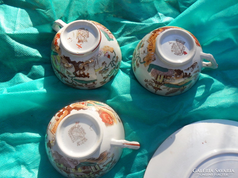 Sarreguemines antik  francia fajansz teás szett kiöntővel