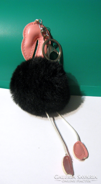 Key holder with carabiner - black swan figure