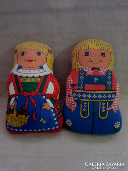 2 pcs. Beautiful condition canvas ornament pillow for little girl and baby boy matryoshka baby