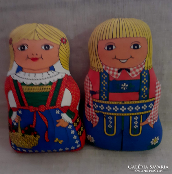 2 pcs. Beautiful condition canvas ornament pillow for little girl and baby boy matryoshka baby