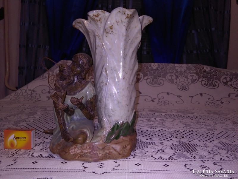 Yala design ceramic vase with the figure of an angel girl with a butterfly in her hand