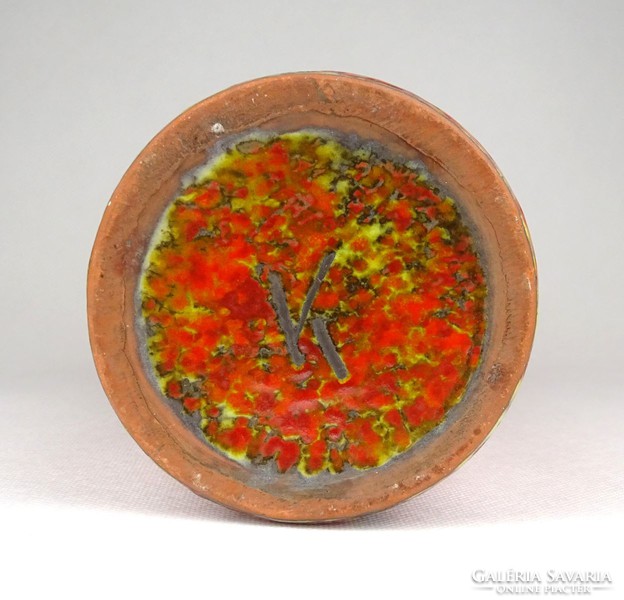 1D094 Narancssárga mázas Tófej kerámia díszváza 30.5 cm