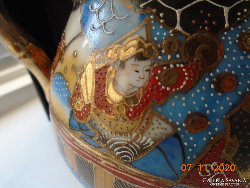 Antik Kézzel festett,gazdagon aranyozott Meidzsi Satsuma Kyoto Moriage tejszínes kiöntő