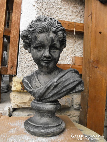 Kerti Női kő szobor 40cm Műkő nehéz tömör mellszobor antik szürke darab