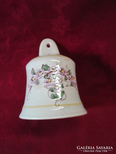 Ceramic bell with flower decoration, 9 cm high