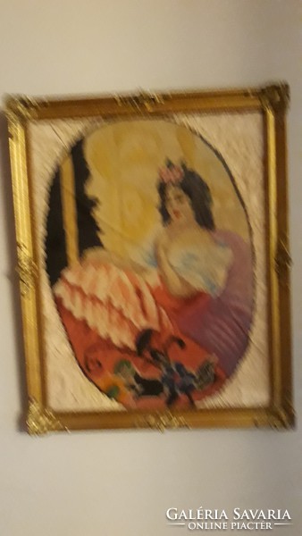 Antique tapestry with wonderful wooden frame