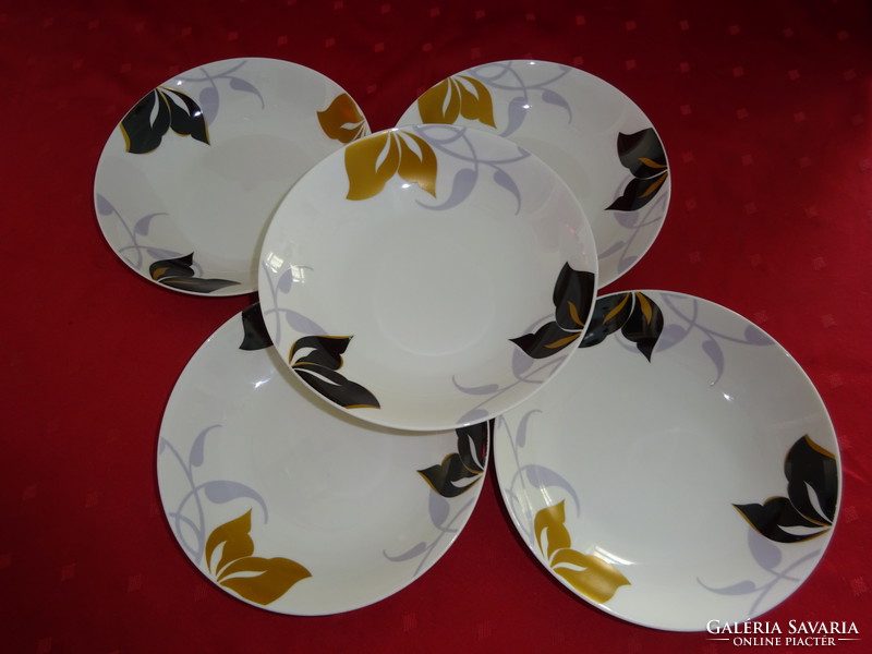 German porcelain deep plate, diameter 20 cm, height 4 cm. With black / gold flowers. He has!