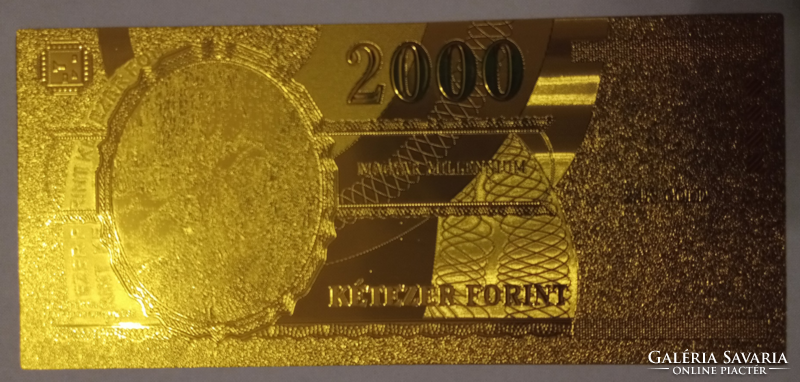 24 karátos aranyozott 2000 forint, milleniumi 2000 forint másolata