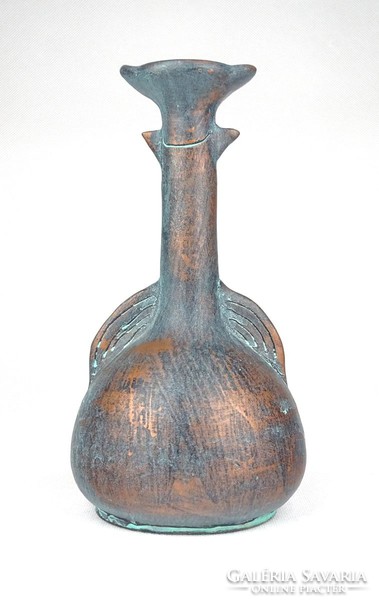 1D189 Jelzett művészi olasz vagy német design bronz hatású kerámia váza díszváza 19.5 cm