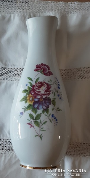Hollóházi porcelán 5047 váza, 25 cm 1803 Hajnalka mintás, eredeti, jelzett, hibátlan